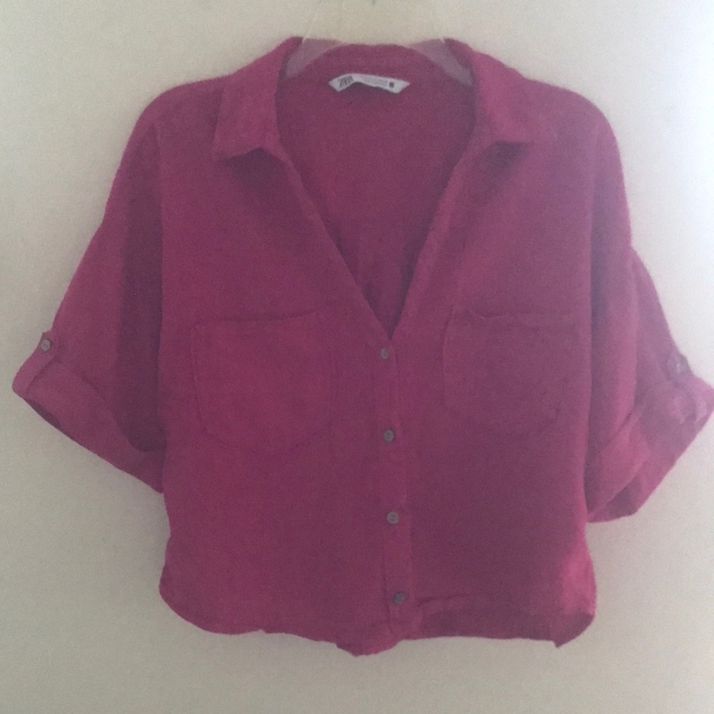 Zara Pink button- up shirt